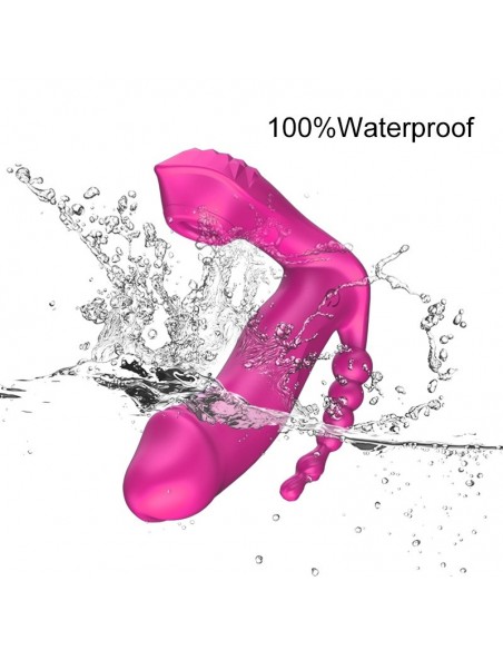 Stymulator dla Par z Pilotem - 7 Funkcji Ssących, Grzanie, Wibracje + Kulki analne - WIBRATORY DLA PAR - 7