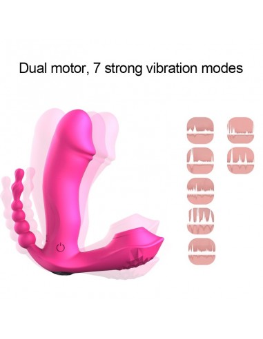 Stymulator dla Par z Pilotem - 7 Funkcji Ssących, Grzanie, Wibracje + Kulki analne - WIBRATORY DLA PAR - 8