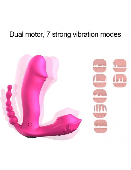 Stymulator dla Par z Pilotem - 7 Funkcji Ssących, Grzanie, Wibracje + Kulki analne - WIBRATORY DLA PAR - 8