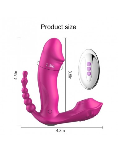 Stymulator dla Par z Pilotem - 7 Funkcji Ssących, Grzanie, Wibracje + Kulki analne - WIBRATORY DLA PAR - 9