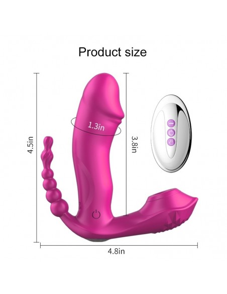 Stymulator dla Par z Pilotem - 7 Funkcji Ssących, Grzanie, Wibracje + Kulki analne - WIBRATORY DLA PAR - 9