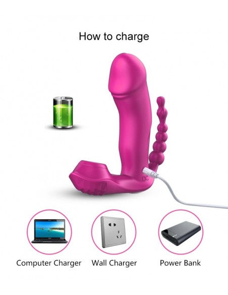 Stymulator dla Par z Pilotem - 7 Funkcji Ssących, Grzanie, Wibracje + Kulki analne - WIBRATORY DLA PAR - 10