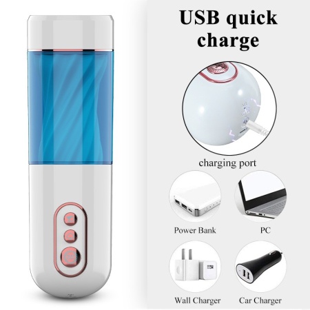 Masturbator wibracyjny Vibration 7 z funkcją ssącą i ręczną regulacją: 7 trybów wibracji, 7 trybów ssania, akumulator USB - 5