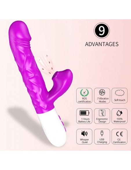 Wibrator Króliczek z Funkcjami Grzania, Ssania i Ruchem Góra/Dół - Wibratory Króliczki - 4