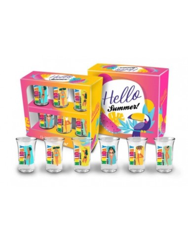 HELLO SUMMER - zestaw 6 kieliszków Junior 35 ml - Śmieszne gadżety, prezenty - 1