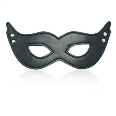 Maska na oczy Maschera Mistery Black ze sztucznej skóry – 22 cm - 1