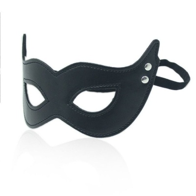 Maska na oczy Maschera Mistery Black ze sztucznej skóry – 22 cm - 1 2