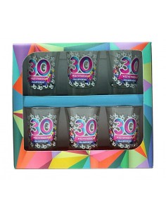 Urodzinowa Geometria - zestaw 6 kieliszków 35ml. - 30 Wszystkiego Najlepszego - Śmieszne gadżety, prezenty - 1