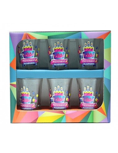 Urodzinowa Geometria - zestaw 6 kieliszków 35ml. - Tort Wszystkiego Najlepszego - Śmieszne gadżety, prezenty - 1