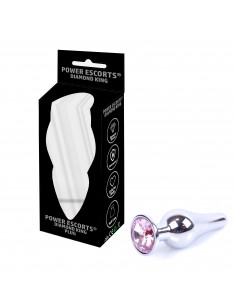 Korek analny butt plug small pink stone - Korki analne stalowe - 1