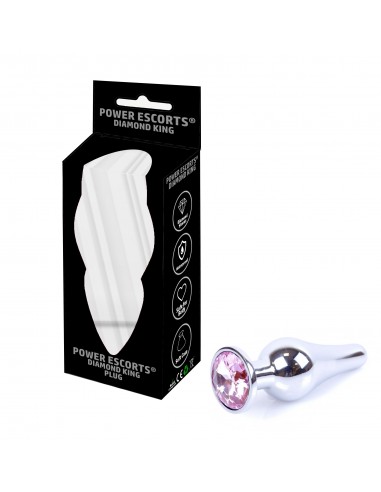 Korek analny butt plug small pink stone - Korki analne stalowe - 1