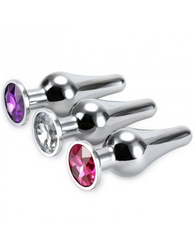 Korek analny butt plug small pink stone - Korki analne stalowe - 4