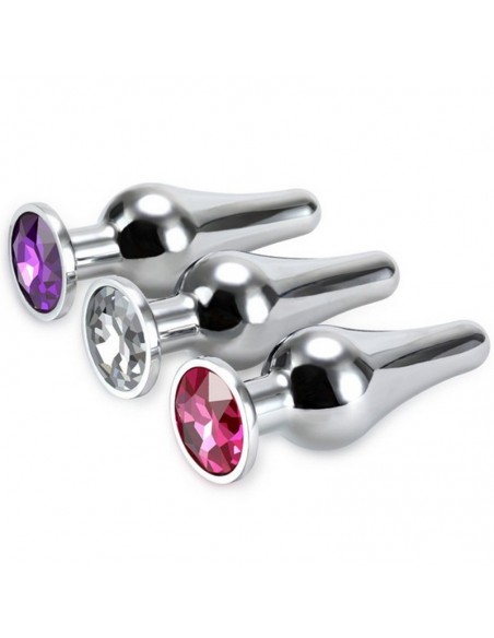 Korek analny butt plug small pink stone - Korki analne stalowe - 4