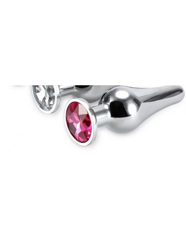 Korek analny butt plug small pink stone - Korki analne stalowe - 5