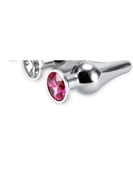 Korek analny butt plug small pink stone - Korki analne stalowe - 5