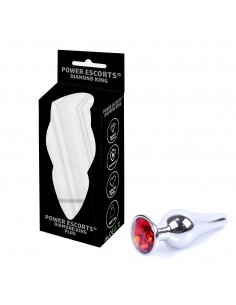 Korek analny butt plug small red stone - Korki analne stalowe - 1