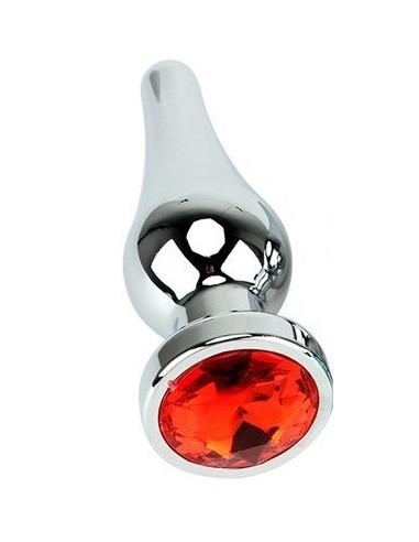 Korek analny butt plug small red stone - Korki analne stalowe - 5