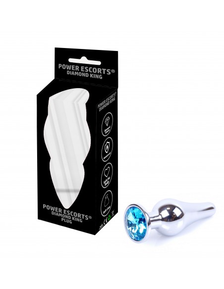 Korek analny butt plug small light blue stone - Korki analne stalowe - 1