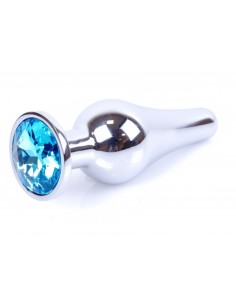 Korek analny butt plug small light blue stone - Korki analne stalowe - 1 2
