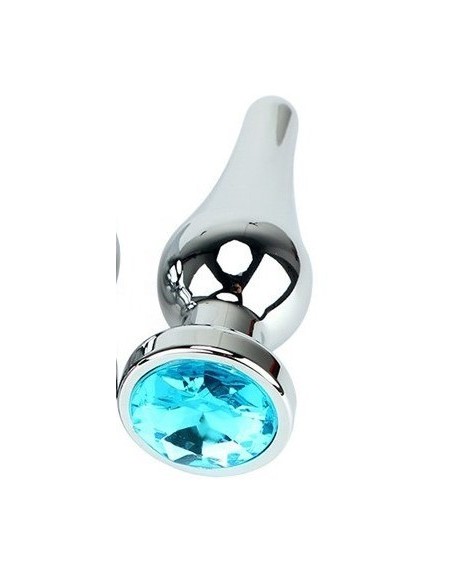 Korek analny butt plug small light blue stone - Korki analne stalowe - 4