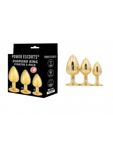 Zestaw korków analnych Diamond king 3 pink stone - Korki analne stalowe - 1