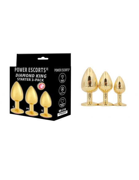 Zestaw korków analnych Diamond king 3 pink stone - Korki analne stalowe - 1