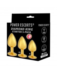 Zestaw korków analnych Diamond king 3 pink stone - Korki analne stalowe - 1 2