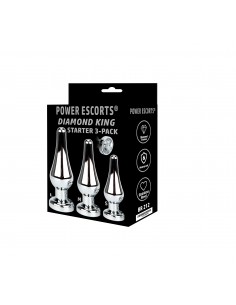 Zestaw korków analnych Diamond king 3 white stone - Korki analne stalowe - 1 2