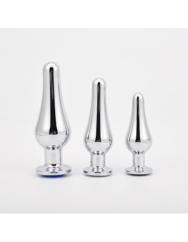 Zestaw korków analnych Diamond king 3 white stone - Korki analne stalowe - 3