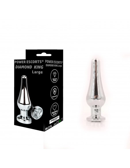 Korek analny butt plug large white stone - Korki analne stalowe - 1