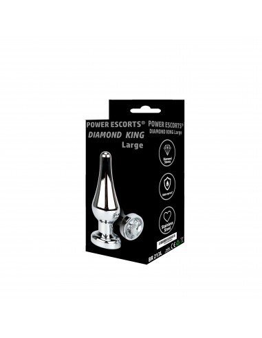 Korek analny butt plug large white stone - Korki analne stalowe - 2