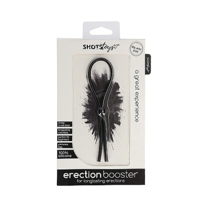 Erection Booster Black - regulowany silikonowy pierścień erkecyjny na penisa, 13,5 cm, obwód 20-100 mm - 1 2