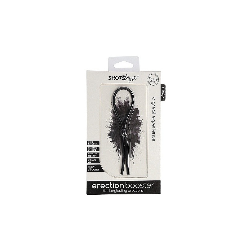 Erection Booster Black - regulowany silikonowy pierścień erkecyjny na penisa, 13,5 cm, obwód 20-100 mm - 2