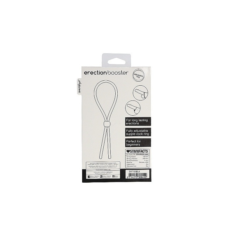 Erection Booster Black - regulowany silikonowy pierścień erkecyjny na penisa, 13,5 cm, obwód 20-100 mm - 3