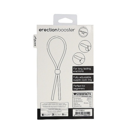 Erection Booster Black - regulowany silikonowy pierścień erkecyjny na penisa, 13,5 cm, obwód 20-100 mm - 3