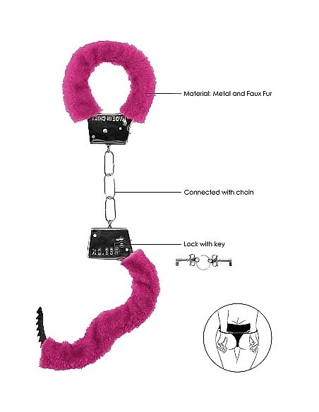 Kajdanki erotyczne Beginner"s Handcuffs Furry - Pink - Kajdanki erotyczne - 6