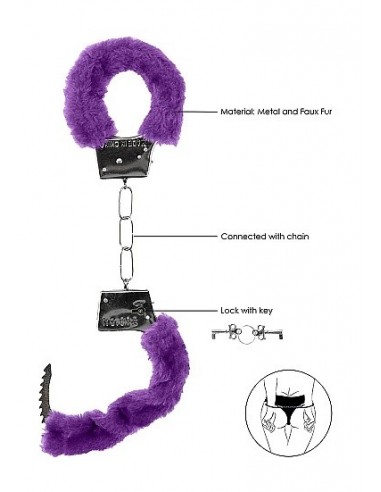 Kajdanki erotyczne Beginner"s Handcuffs Furry - Purple - Kajdanki erotyczne - 6