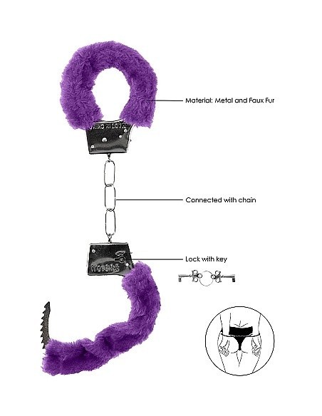 Kajdanki erotyczne Beginner"s Handcuffs Furry - Purple - Kajdanki erotyczne - 6