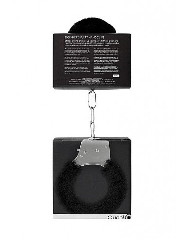 Kajdanki erotyczne Beginner"s Handcuffs Furry - Black - Kajdanki erotyczne - 3
