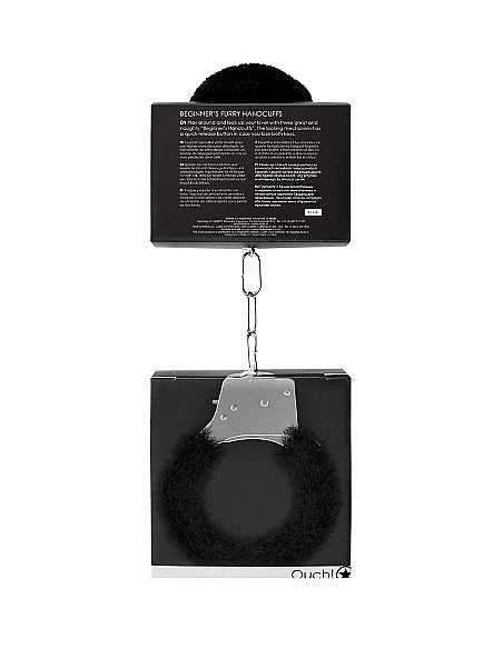 Kajdanki erotyczne Beginner"s Handcuffs Furry - Black - Kajdanki erotyczne - 3