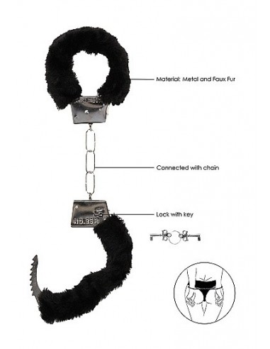 Kajdanki erotyczne Beginner"s Handcuffs Furry - Black - Kajdanki erotyczne - 6