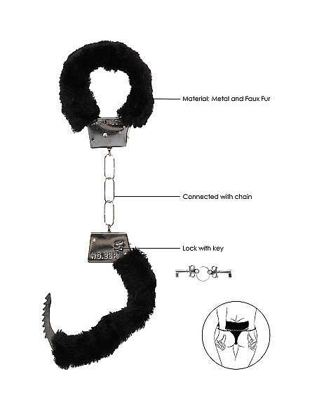 Kajdanki erotyczne Beginner"s Handcuffs Furry - Black - Kajdanki erotyczne - 6