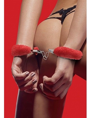 Kajdanki erotyczne Beginner"s Handcuffs Furry - Red - Kajdanki erotyczne - 2
