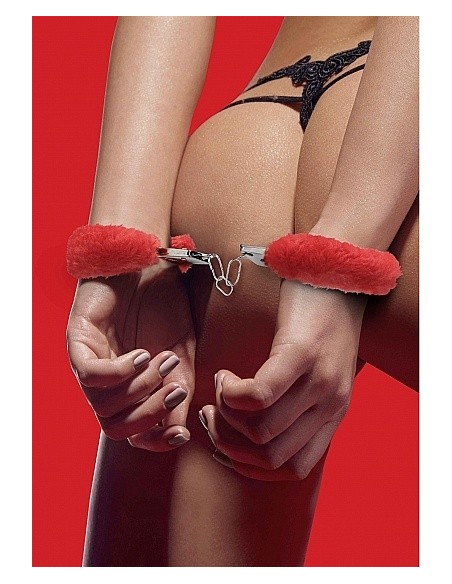 Kajdanki erotyczne Beginner"s Handcuffs Furry - Red - Kajdanki erotyczne - 2