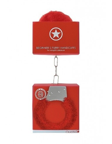Kajdanki erotyczne Beginner"s Handcuffs Furry - Red - Kajdanki erotyczne - 1