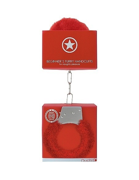 Kajdanki erotyczne Beginner"s Handcuffs Furry - Red - Kajdanki erotyczne - 1