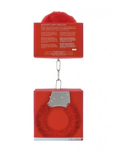 Kajdanki erotyczne Beginner"s Handcuffs Furry - Red - Kajdanki erotyczne - 3
