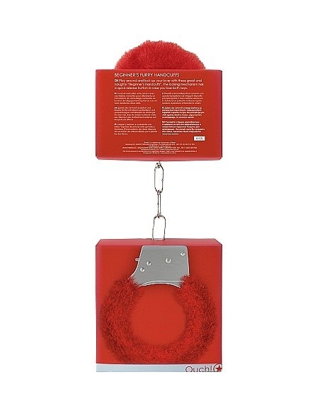 Kajdanki erotyczne Beginner"s Handcuffs Furry - Red - Kajdanki erotyczne - 3