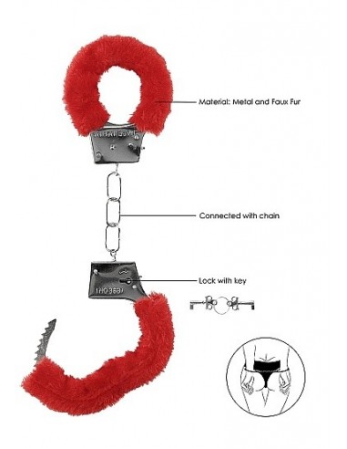 Kajdanki erotyczne Beginner"s Handcuffs Furry - Red - Kajdanki erotyczne - 6
