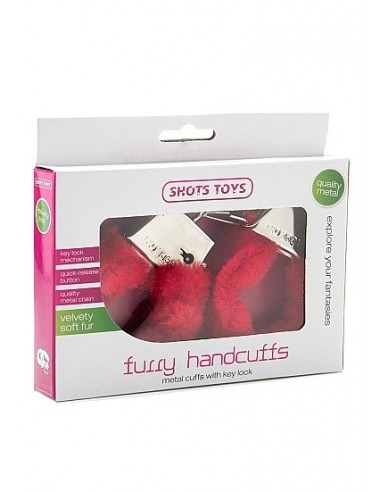 Kajdanki erotyczne Furry Handcuffs - Red - Kajdanki erotyczne - 2